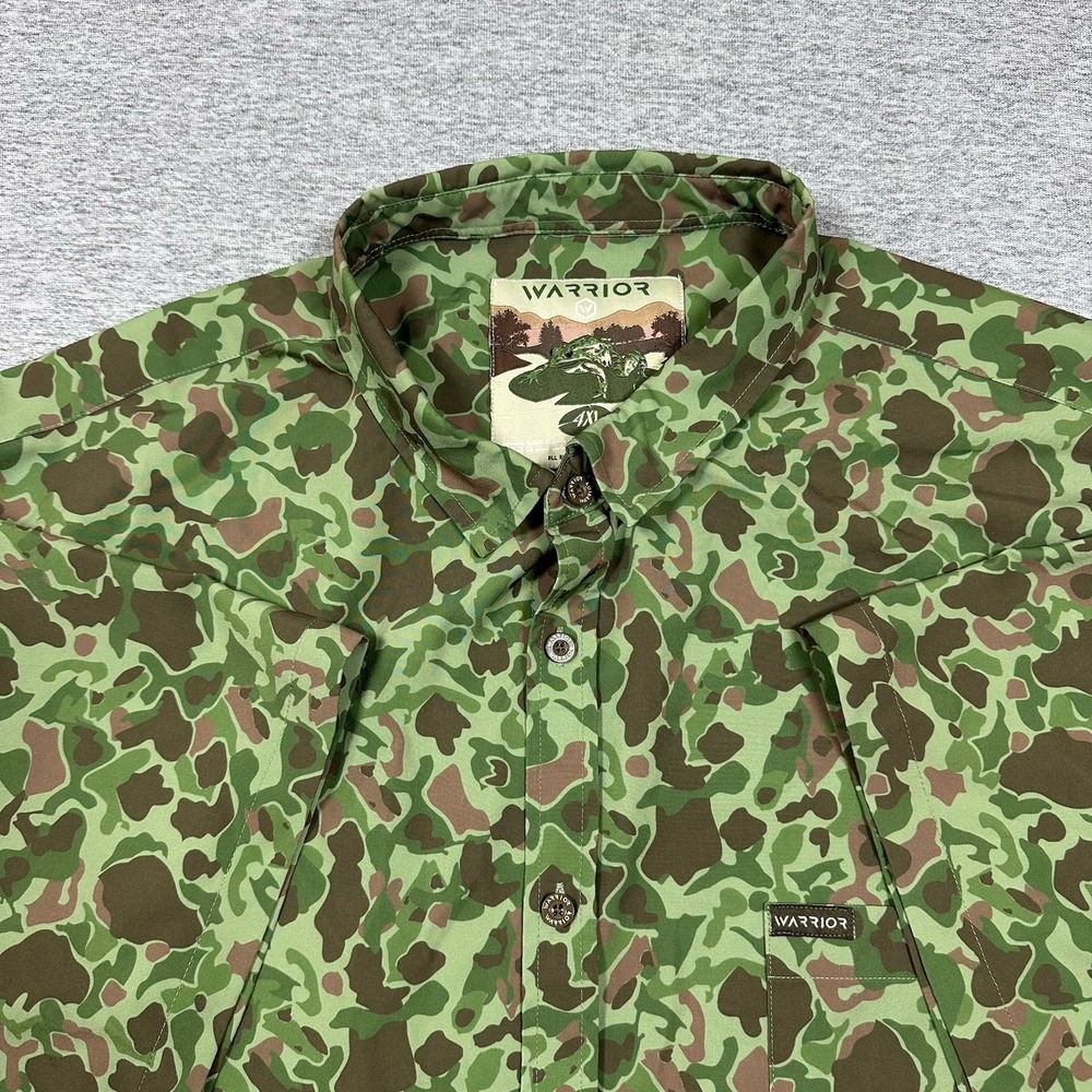 Warrior Camo Shirt Mens 4XL Green Camouflage Short Sleeve Performance Stretch